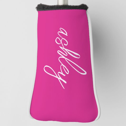 Hot roze handgeschreven script monogram golfheadcover (Draai 90)