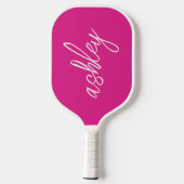 Hot roze handgeschreven script monogram pickleball paddle (Achterkant)