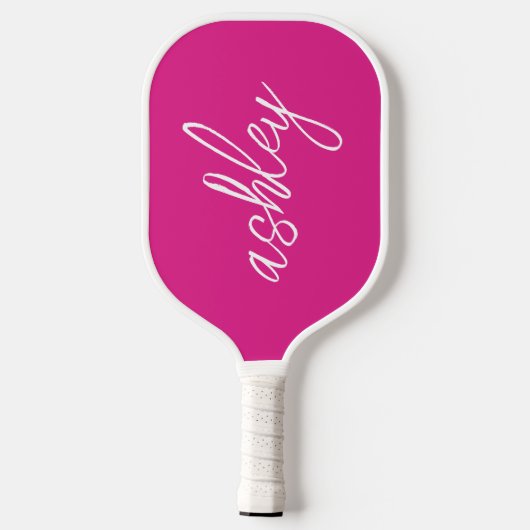 Hot roze handgeschreven script monogram pickleball paddle (Achterkant)