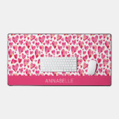 Hot roze hart gepersonaliseerde voornaam bureaumat (Keyboard & Muis)