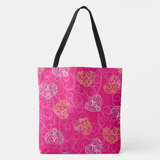 Hot-roze hart/lichtroze Mode Tas (Voorkant)