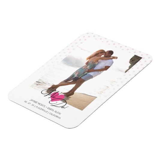 Hot-roze hart We doen Polka Dots foto bruiloft Magneet (Linkerzijde)