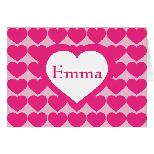 Hot roze harten patroon - gepersonaliseerd hart (Voorkant Horizontaal)