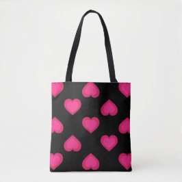 Hot-roze harten patroon tote bag