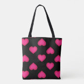 Hot-roze harten patroon tote bag (Achterkant)