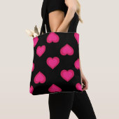 Hot-roze harten patroon tote bag (Dichtbij)