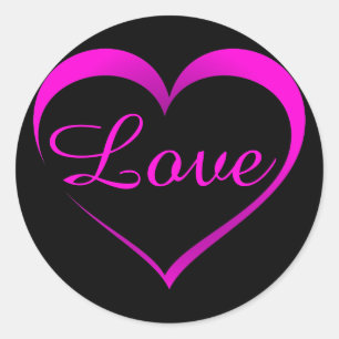Hot-roze hartlijn met liefde ronde sticker