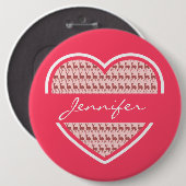 Hot-roze hartritmepatronen Gepersonaliseerde naam Ronde Button 6,0 Cm (Voorkant /achterkant)