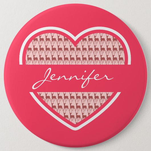 Hot-roze hartritmepatronen Gepersonaliseerde naam Ronde Button 6,0 Cm (Voorkant)