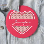 Hot-roze hartritmepatronen Gepersonaliseerde naam Ronde Button 6,0 Cm (In situ)