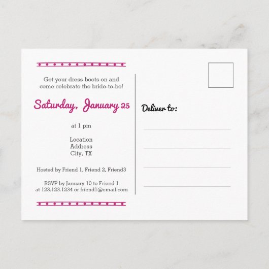 Hot-Roze het laatste Briefkaart van de uitnodiging (Achterkant)