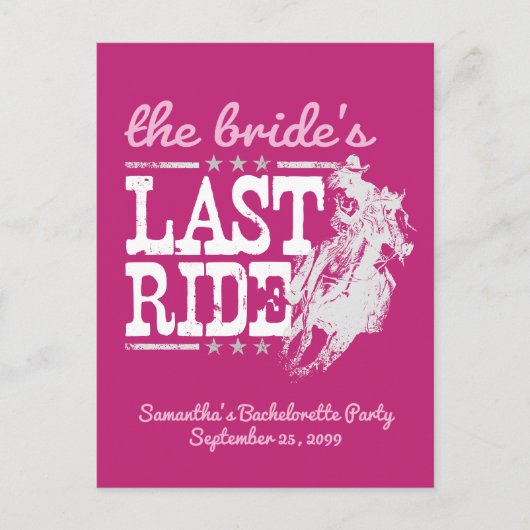 Hot-Roze het laatste Briefkaart van de uitnodiging (Voorkant)