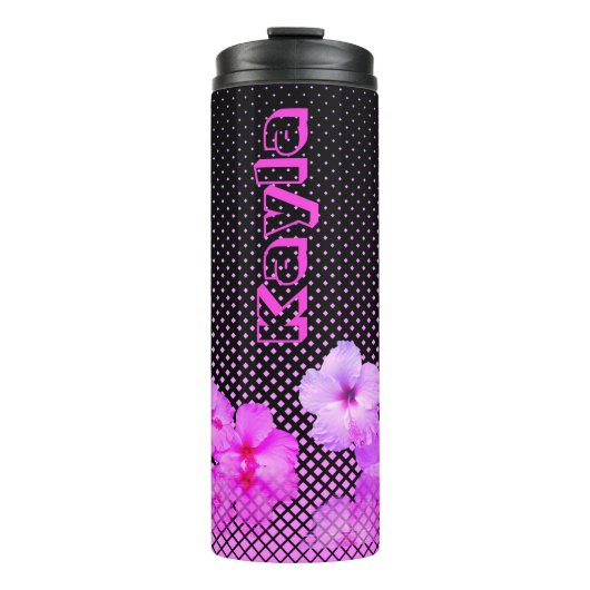 Hot roze Hibiscus gepersonaliseerd Thermosbeker (Voorkant)