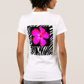 Hot-roze hibiscus op het Shirt van Zebraafdrukpres (Achterkant)