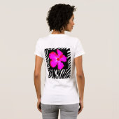 Hot-roze hibiscus op het Shirt van Zebraafdrukpres (Achterkant volledig)