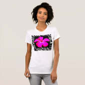 Hot-roze hibiscus op het Shirt van Zebraafdrukpres (Voorkant volledig)