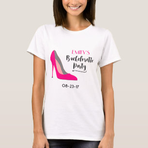 Hot Roze Hoge Hak Schoen Bachelorette Typografie T-shirt
