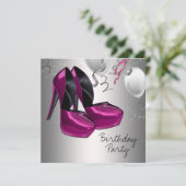 Hot Roze Hoge Hak Schoenen Verjaardagsfeest Kaart (Staand voorkant)