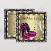 Hot Roze Hoge Hak Schoenen Vrouwen Luipaard Verjaa Kaart (Voorkant / Achterkant)