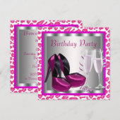 Hot Roze Hoge Hak Schoenen Vrouwen Luipaard Verjaa Kaart (Voorkant / Achterkant)