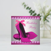 Hot Roze Hoge Hakken Schoenen Verjaardagsfeest Kaart (Staand voorkant)