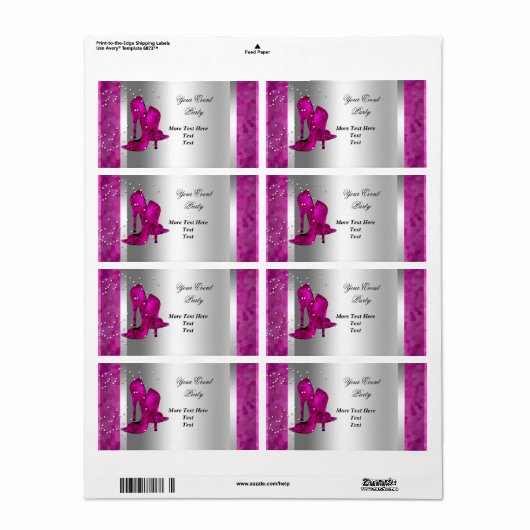 Hot-roze hoge hiel-schoenen Silver Event Party Etiket (Full Sheet)