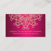 Hot roze indiase geïnspireerde zitplaats kaart plaatskaartje (Achterkant)