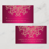 Hot roze indiase geïnspireerde zitplaats kaart plaatskaartje (Voorkant / Achterkant)