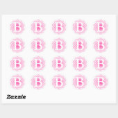 Hot-roze Initiaal Letter Aangepast Ronde Sticker (Vel)