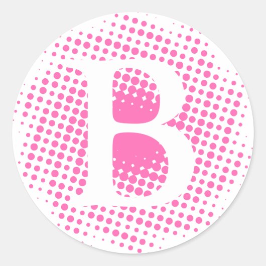 Hot-roze Initiaal Letter Aangepast Ronde Sticker (Voorkant)