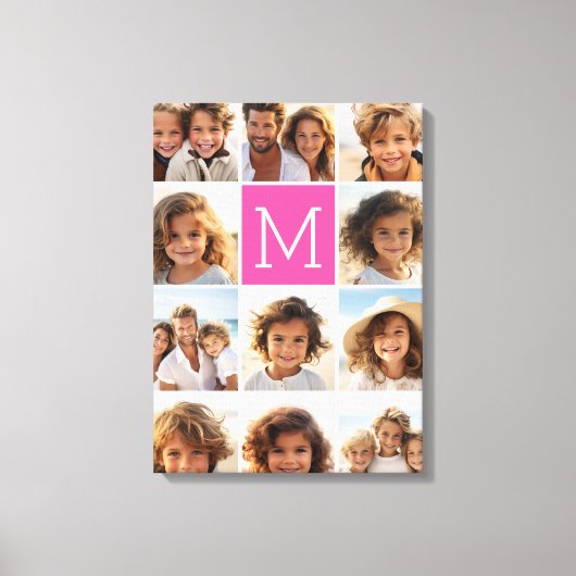 Hot-roze installagram Foto Collage Aangepast monog Canvas Afdruk (Voorkant)