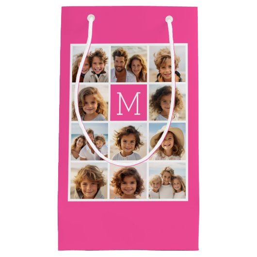Hot-roze installagram Foto Collage Aangepast monog Klein Cadeauzakje (Voorkant)