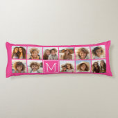 Hot-roze installagram Foto Collage Aangepast monog Lichaamskussen (Achterkant)