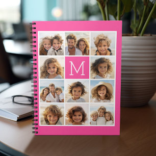 Hot-roze installagram Foto Collage Aangepast monog Notitieboek