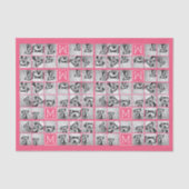 Hot-roze installagram Foto Collage Aangepast monog Tissuepapier (Voorkant)