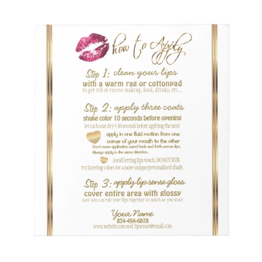 Hot-roze 💋 instructies op wit notitieblok (Voorkant)