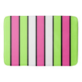 Hot-roze, kalkgroen, zwart en witte strepen badmat (Voorkant)