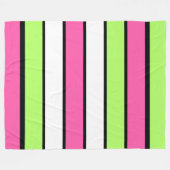 Hot-roze, kalkgroen, zwart en witte strepen fleece deken (Voorkant (Horizontaal))