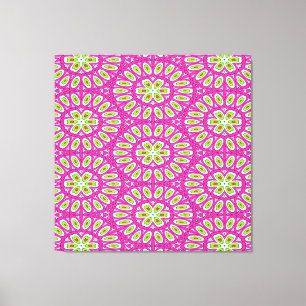 Hot-roze, kalkgroene Pop Art Canvas Afdruk