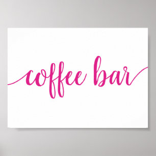 Hot-roze kalligrafie Bubblegum Coffee Bar Poster