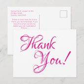 Hot-roze kalligrafie Weddenschap Bedankt Briefkaart (Voorkant / Achterkant)