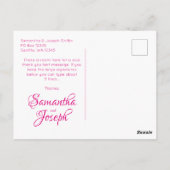 Hot-roze kalligrafie Weddenschap Bedankt Briefkaart (Achterkant)