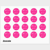 Hot-roze kalligrafie Weddenschap Bedankt Ronde Sticker (Vel)