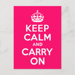 Hot-roze kalm houden en doorgaan briefkaart