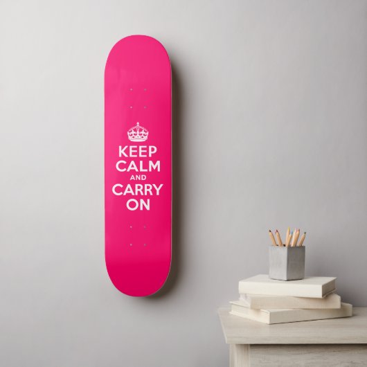 Hot-roze kalm houden en doorgaan skateboard (Muurkunst)