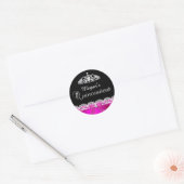 Hot Roze Kant & Tiara Quinceanera Sticker (Envelop)