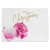 Hot-roze kerstblaasjes en orchideeën groot cadeauzakje (Voorkant)