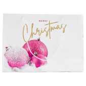 Hot-roze kerstblaasjes en orchideeën groot cadeauzakje (Achterkant)