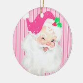 Hot-roze  kerstboom met Santa Wink Retro Keramisch Ornament (Links)