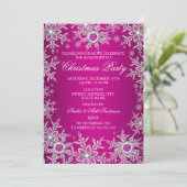 Hot-roze kerstfeest Crystal Snowflake Kaart (Staand voorkant)